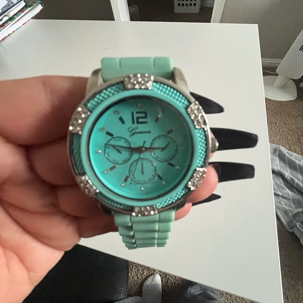 Geneva Mint Green Watch with Rhinestones